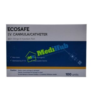 IV Cannula / IV Catheter with Wings & Injection Port (ECOSAFE) 24G