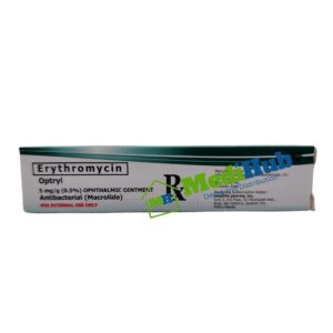 Erythromycin (OPTRYL) 5mg/g Ointment box front view