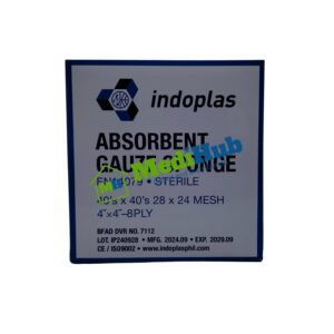 Absorbent Gauze Sponge STERILE (INDOPLAS) 40'S x 40'S 28 x 24 Mesh 4"x4" - 8 Ply - Front view