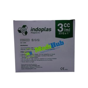 Disposal Syringe with Needle (INDOPLAS) 3cc/ML 23 G x 1" 100's - Sideview