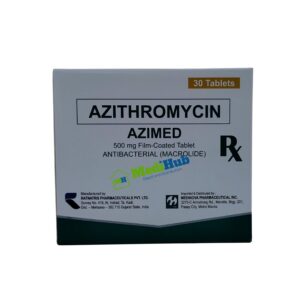 Azithromycin (AZIMED) 500mg Tablet 30's box top view