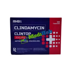 Clindamycin (CLINTOP) 300mg Capsule 100's box top view