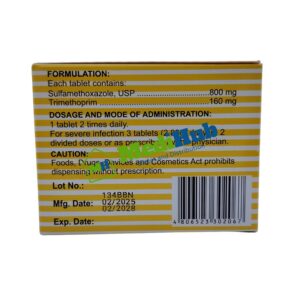 Cotrimoxazole KATHREX 800mg/160mg Tablet 100's box side view