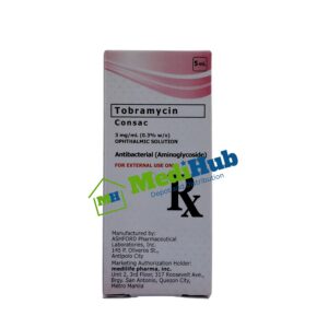 Tobramycin Opthalmic Solution (CONSAC) 3mg/mL Solution 5mL box - Front View